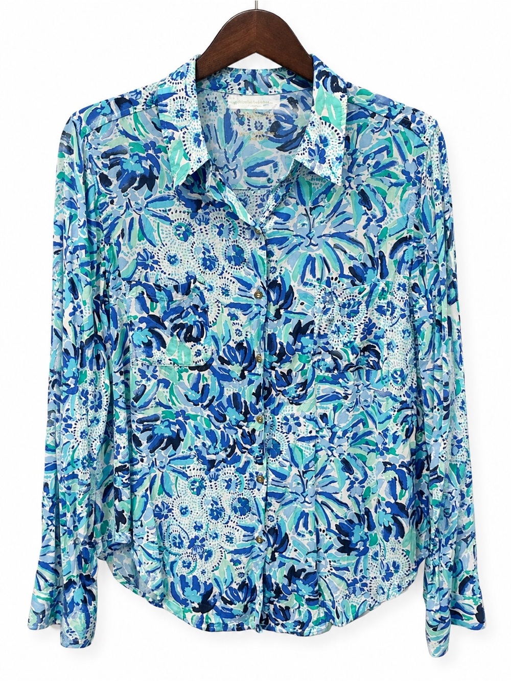 Lilly Pulitzer Blue Floral Button-Up Shirt